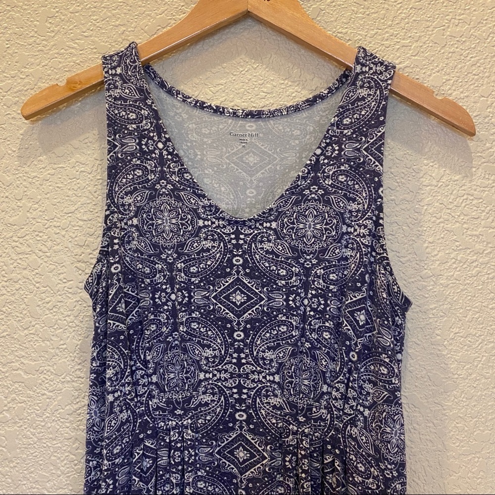 Garnet hill casual blue‎ and white dress sleeveless xs - Picture 4 of 4